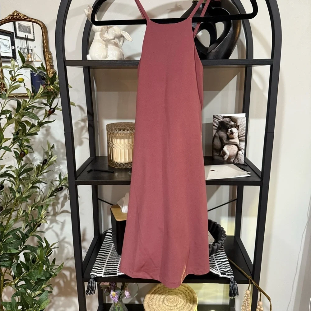 Girlfriend Collective work out Mini Dress in Mauve with shorts underneath - Picture 2 of 11